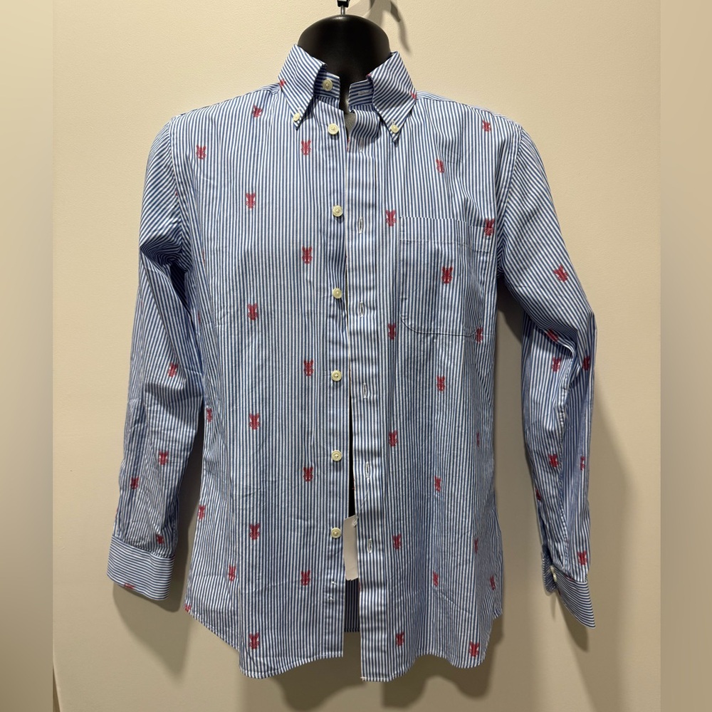 Brooks Brothers striped button down with lobster motif